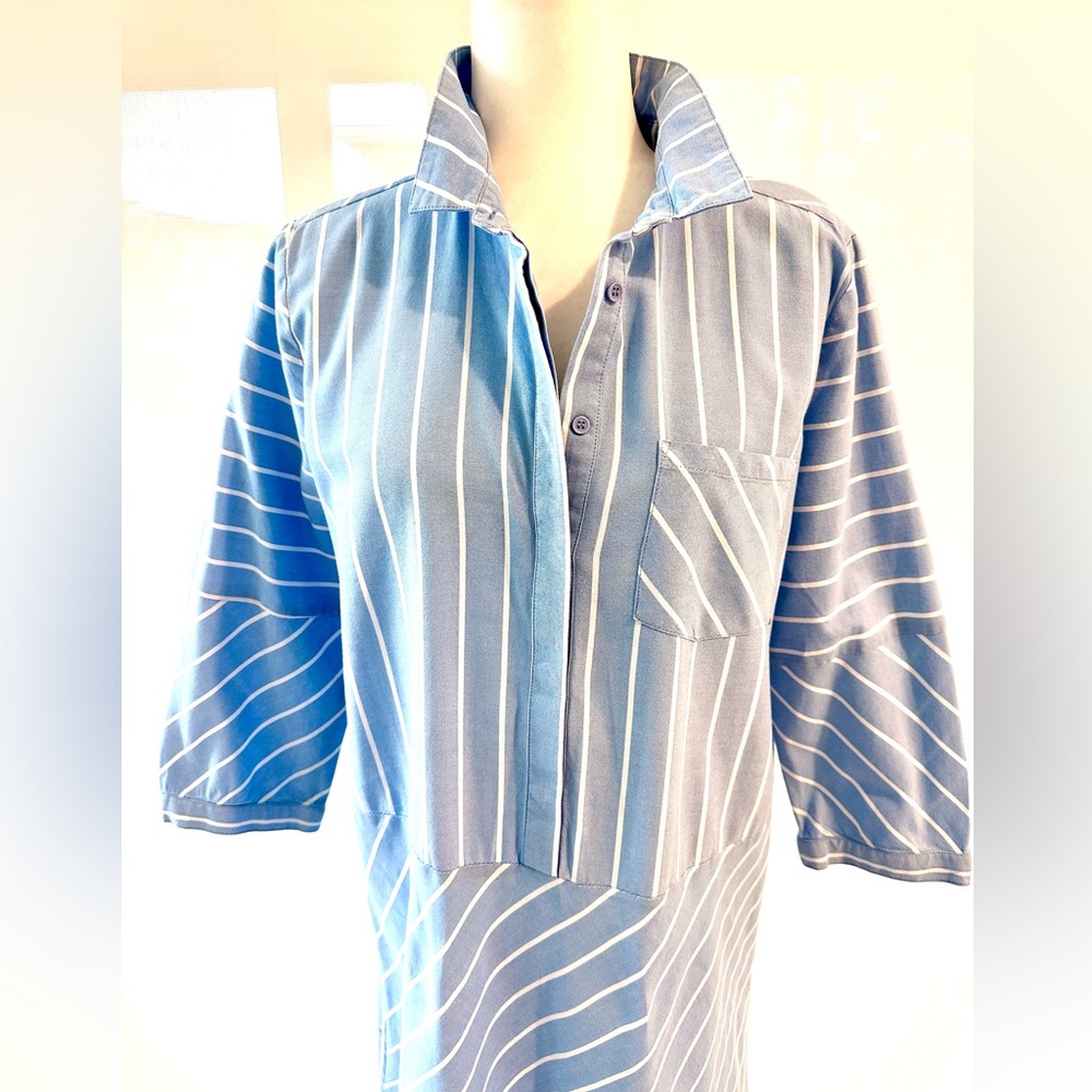 NWT Culture Blue and White Striped Shirt Dress “Understated” - Picture 4 of 14